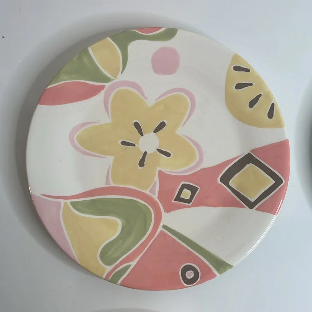 Jill Rosenwald Plates Set of 4 Abstract Floral Salad Plates